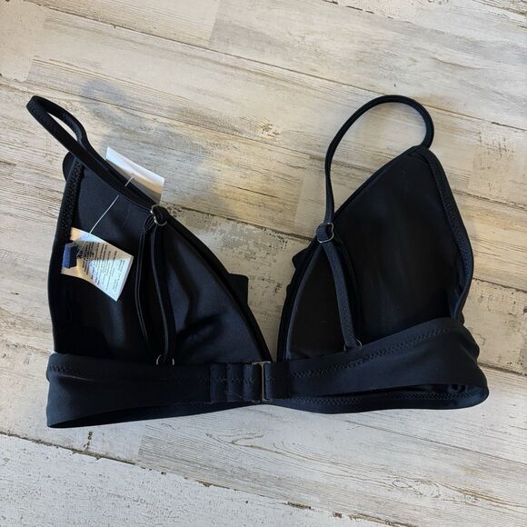 NWT J. Crew Size XS Ruffle French Bikini Top Black Spaghetti Strap Triangle Swim - Picture 11 of 12